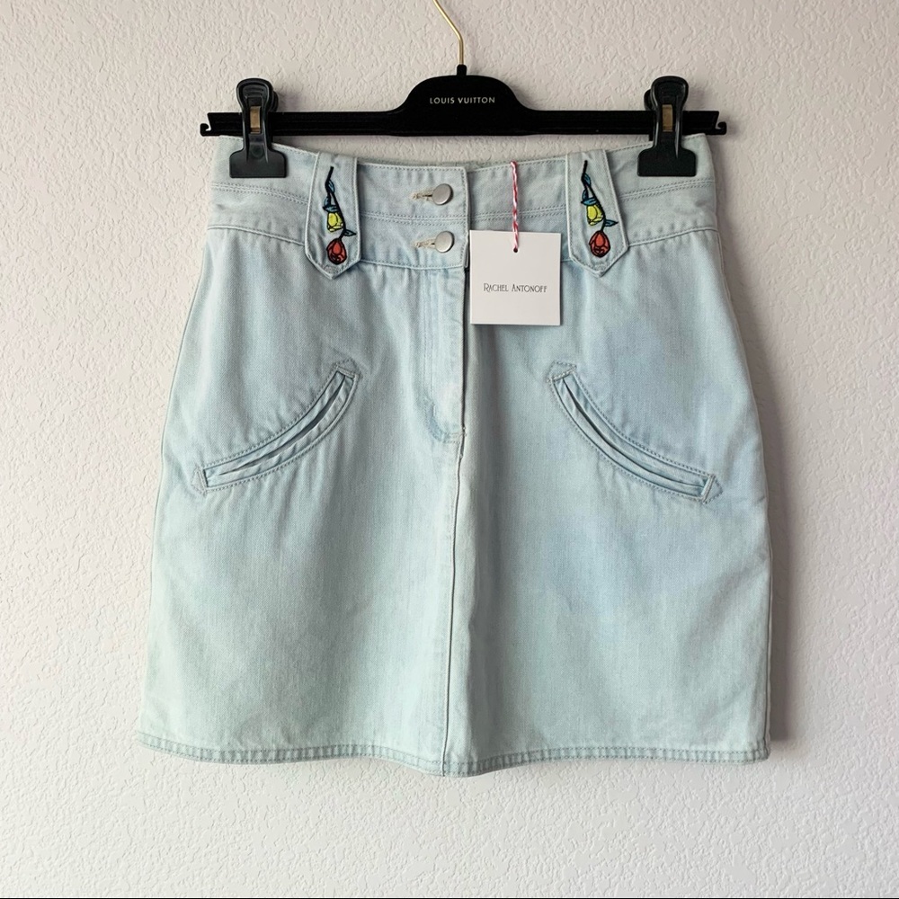 Rachel Antonoff embroidered denim skirt